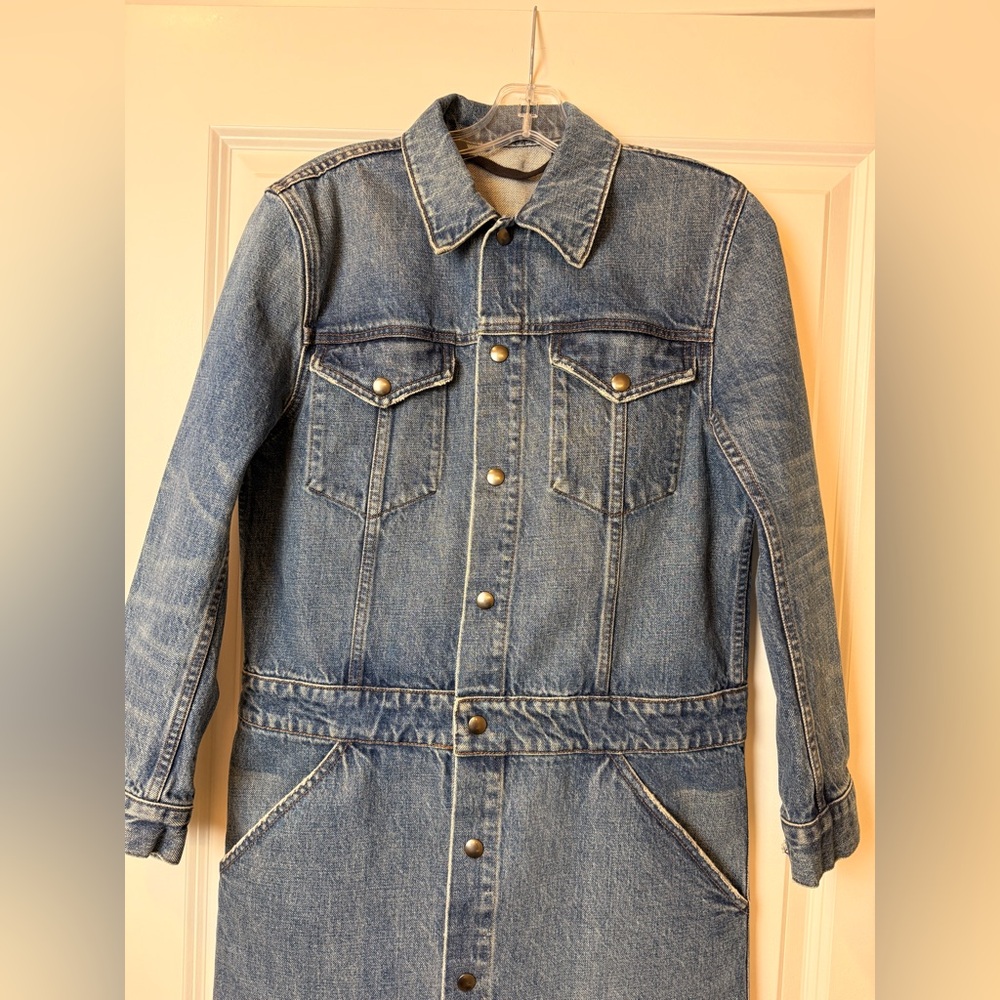 Helmut Lang VINTAGE Denim Trench Coat Dress Jacket Made in USA Size M | RARE - Picture 4 of 14